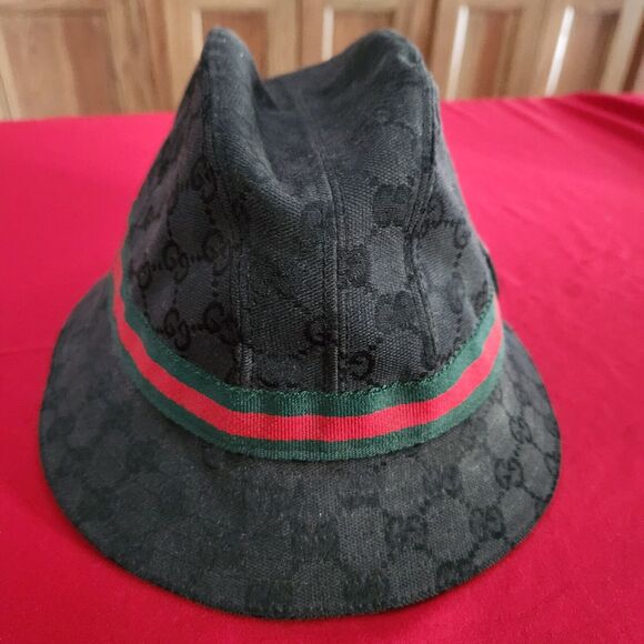 Mens Vintage Gucci Fedora/Bucket Hat Black Size Medium Dressy Holiday - Picture 1 of 13